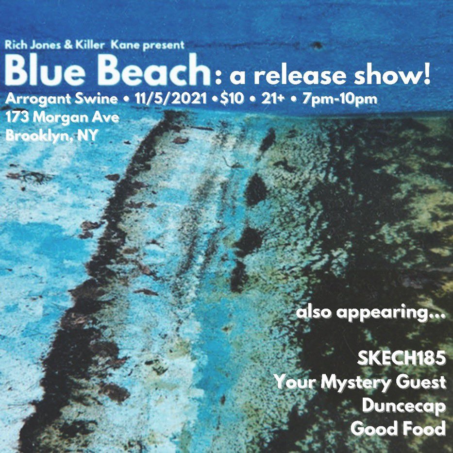 Can’t believe I get to perform Blue Beach for the 1st time WITH <a href="/killerkanebeats/">kane</a> tomorrow 😭 AND WITH <a href="/SKECH185/">Zaddy Shark</a> <a href="/urmysteryguest/">Your Mystery Guest</a> <a href="/Duncecap_/">DUNCE // 🎶+🎥 // The Need to Know</a> <a href="/GoodFoodMusic/">𝑮ood 𝑭ood</a> + more TOO 🙌 

Arrogant Swine, 7pm-10pm, $10 🖖
