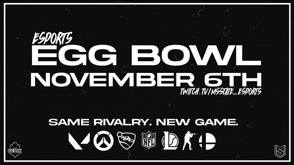 𝗛𝗮𝗽𝗽𝘆 #𝗠𝗮𝗿𝗼𝗼𝗻𝗙𝗿𝗶𝗱𝗮𝘆!

Support our @Esports_MSSTATE students this weekend as they compete for the Golden Egg trophy on Saturday, Nov. 6 at 11 a.m. 🎮🕹️

𝗪𝗮𝘁𝗰𝗵 𝘁𝗵𝗲 𝗘𝘀𝗽𝗼𝗿𝘁𝘀 𝗘𝗴𝗴 𝗕𝗼𝘄𝗹 𝗹𝗶𝘃𝗲: twitch.tv/msstate_esports

#HailState