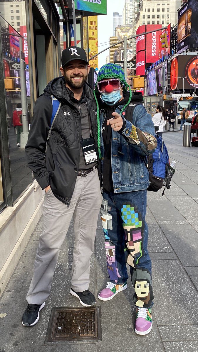 NFTKicks's tweet photo. Look at that dope fit @CryptoNovo311 is rocking in NYC! But don’t forget to look at that 🔥 on his feet 🦶! 👟 🚀 

(Credit for photo @Ringalls86) https://t.co/l4VAE7QGLx