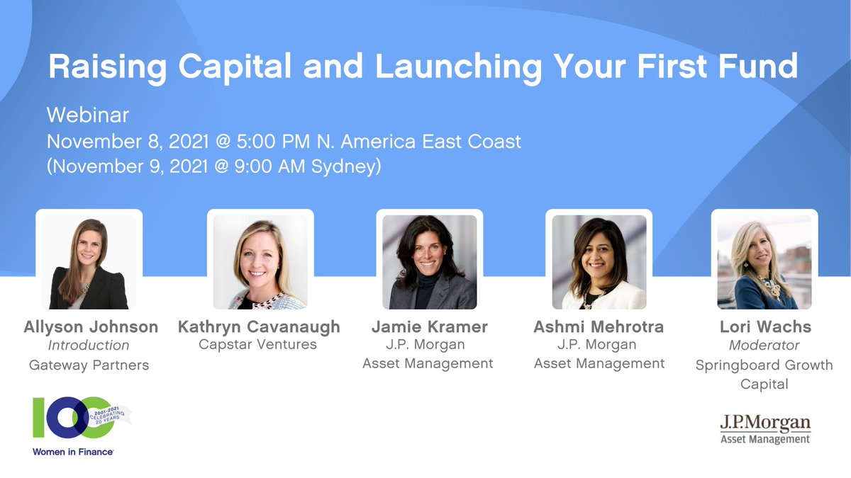 100 Women in Finance (@100womenfinance) on Twitter photo 8 Nov @ 5PM ET | Raising Capital and Launching Your First Fund sponsored by <a href="/JPMorganAM/">J.P. Morgan Asset Management</a>
RSVP now: bit.ly/3BQJh85
Not a member of 100WF, join here for access to events, 200+ hours of recorded content and many other benefits: bit.ly/3aC6Hmz 8 Nov @ 5PM ET | Raising Capital and Launching Your First Fund sponsored by <a href="/JPMorganAM/">J.P. Morgan Asset Management</a>
RSVP now: bit.ly/3BQJh85
Not a member of 100WF, join here for access to events, 200+ hours of recorded content and many other benefits: bit.ly/3aC6Hmz