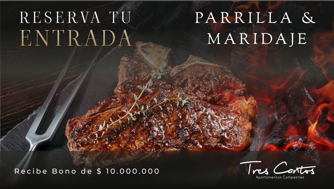 Conintelsa's tweet photo. ¿Quieres conocer #TresCantos ? Los invitamos este próximo 6/11/21 de 11 AM a 4pm a una tarde de Parrilla &amp; Maridaje. Allí conocerás de cerca nuestro proyecto y compartiremos de un momento para deleitarse. Recibe tu bono $10.000.000 Reserva tu entrada aquí https://t.co/inR4kdzQaD https://t.co/2RUaN8yrqk