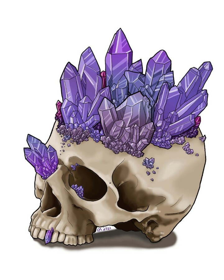 KarliMogen's tweet photo. Okay, so #inktober2021  was a fail for me lol. But, I did at least want to redo the first Inktober drawing I did this year, because I did not like how that first skull turned out. So here's my second rendition of a crystal skull. I've been lost in character design when I hav… https://t.co/NHzO2EFhVQ
