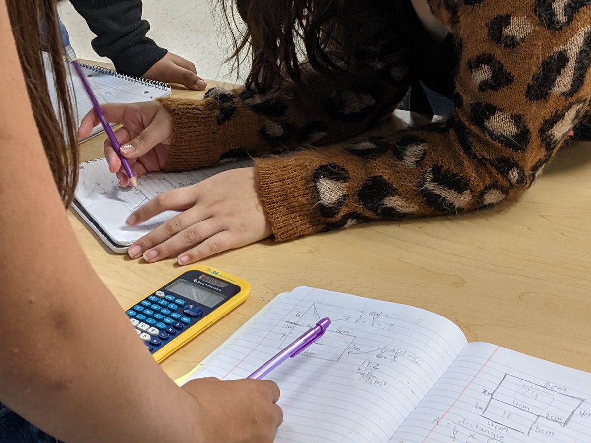 TracyGroark's tweet photo. 5 heads are better than one when figuring out the area of an irregular shape. Giving students time to work the problem out independently then having them collaborate gave everyone a voice. @D59Grove #ccsd59learns https://t.co/YcDzc9Fe6Y