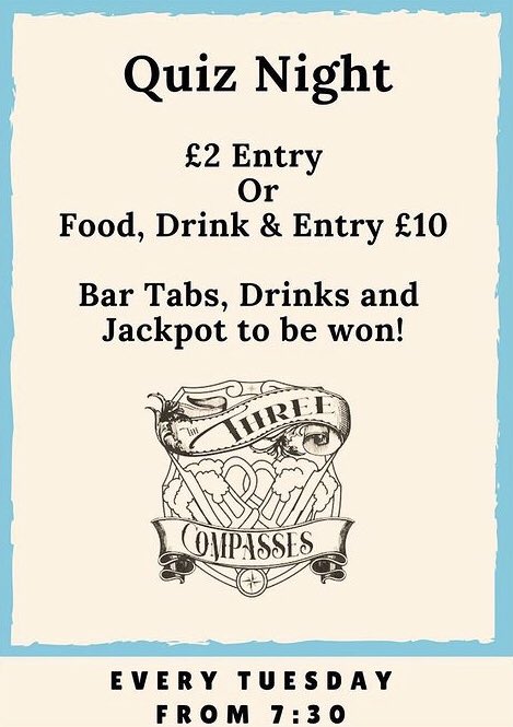Threecompasses's tweet photo. We are excited to inform you about our new weekly quiz evenings from the 28th September 👌. If interested please call us or drop us a DM. Hopefully see you all there for a great night 🧠 #hornsey #london #quiz #tuesdayquiz #threecompasseshornsey https://t.co/7L5FZJlDWN