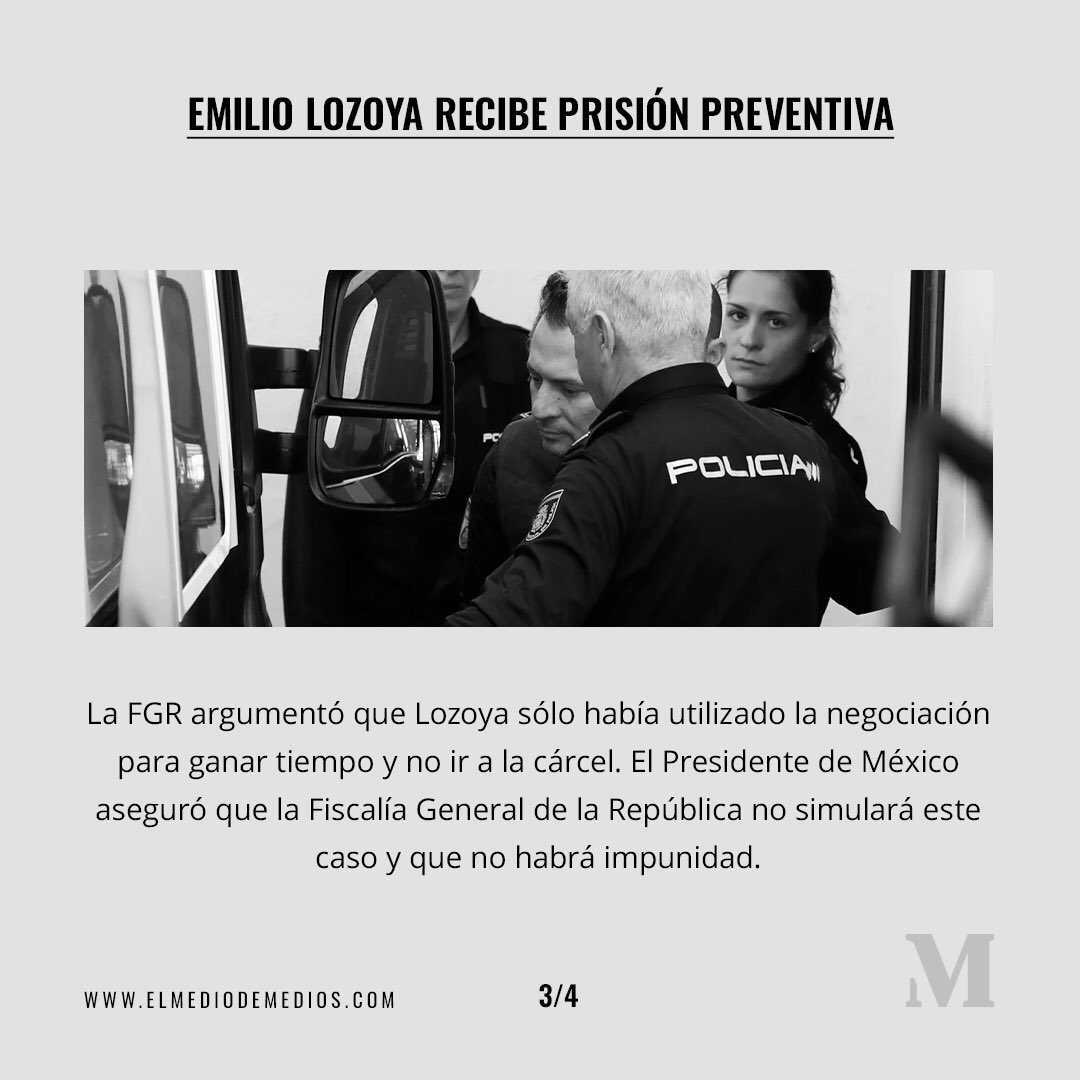 ElMedioDeMedios's tweet photo. Después de 15 meses de libertad condicional, Emilio Lozoya, ex director de Pemex, va al Reclusorio Norte por los delitos de operaciones con recursos de procedencia ilícita, asociación delictuosa y cohecho.

Suscríbete a nuestra Web App www.elmediodemedios.con https://t.co/oUaceXVOoj