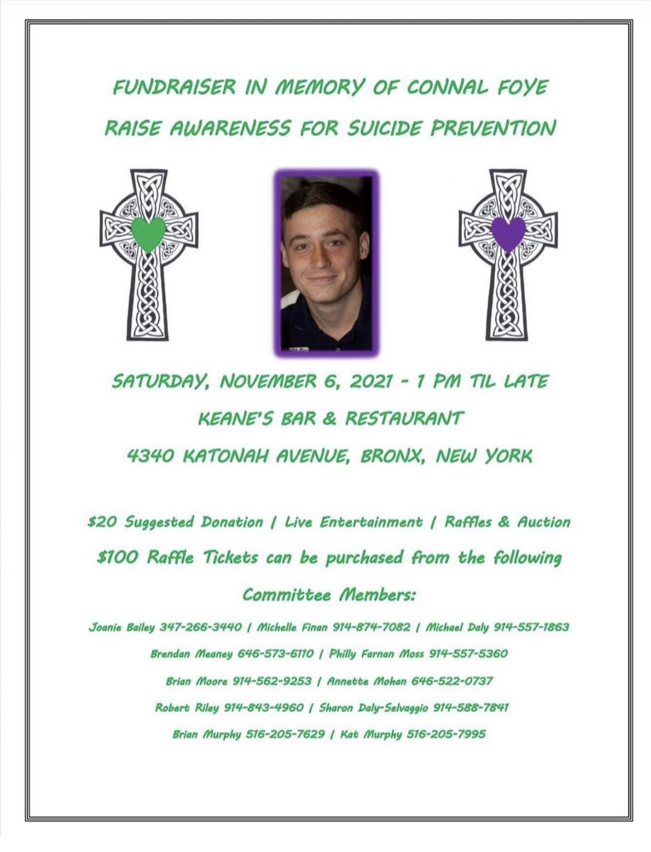 stackgainsgreen's tweet photo. This Saturday at Keane’s we are having our annual fundraiser in memory of Connal. It was canceled last year due to the pandemic. All are welcomed to come and show support. It is much appreciated. Thank you and I love you all 💚💜 https://t.co/hz6SksuU6r