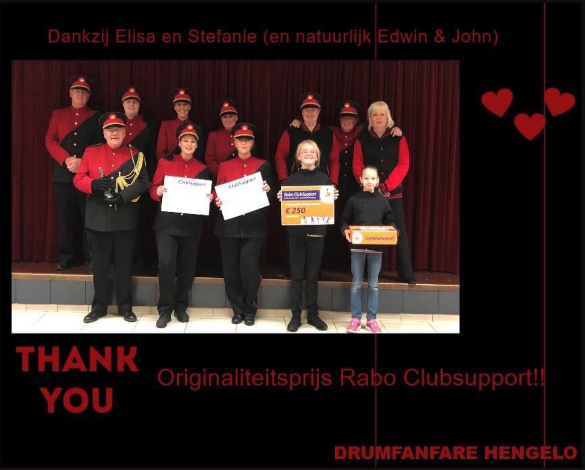 Vandaag met een klein deel de originaliteitsprijs mogen ontvangen van de Rabobank #raboclubsupporttwente . Wij zijn er superblij mee! 

#wijzijnhengelo #morethenjustamarchingband #cymbals