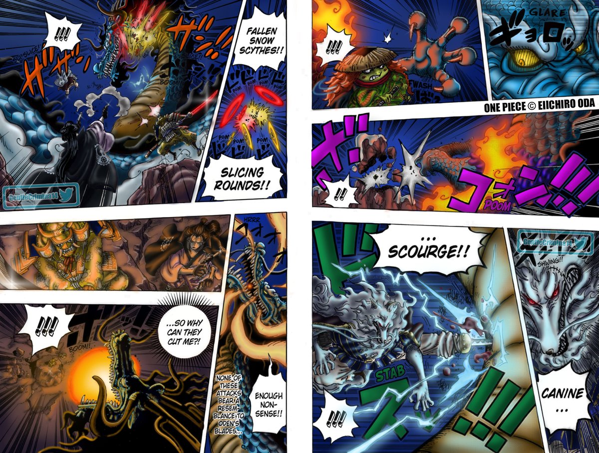 GentleCrimina14's tweet photo. "Nine Red Scabbards vs Kaido"
(part 2 of 5) work in progress..
#onepiece992 #Onepiece https://t.co/EDzpyLGW1t