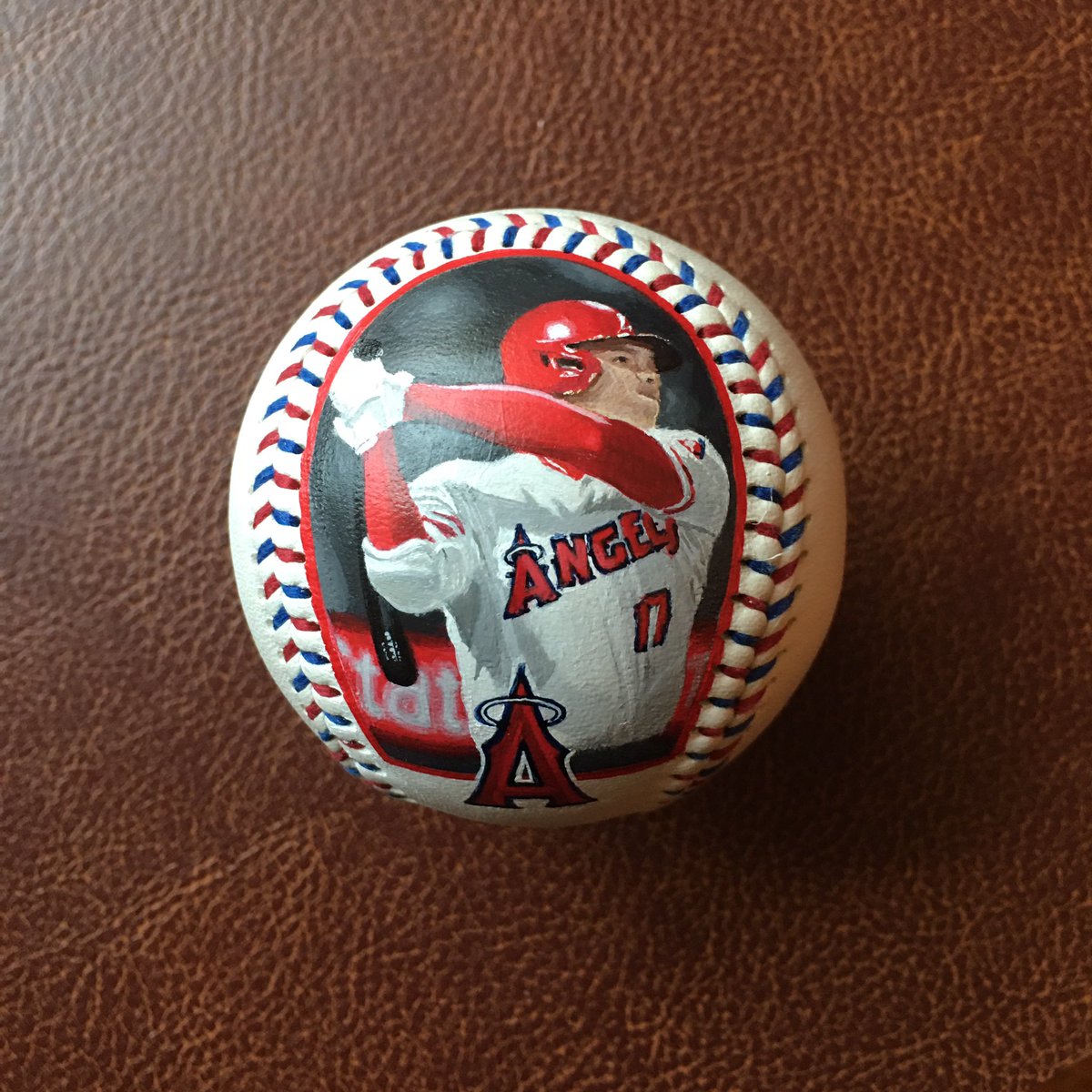 AgFredricksen's tweet photo. My most recent Shohei Ohtani painted baseball.@Angels #ShoheiOhtani #ohtani #baseballart #thehobby #baseball https://t.co/D2xKlqmJz0