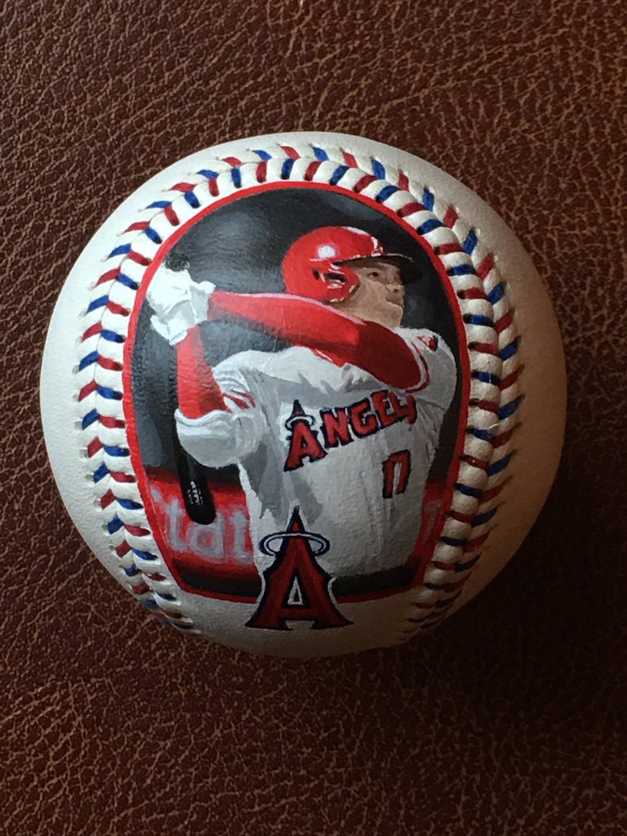 AgFredricksen's tweet photo. My most recent Shohei Ohtani painted baseball.@Angels #ShoheiOhtani #ohtani #baseballart #thehobby #baseball https://t.co/D2xKlqmJz0
