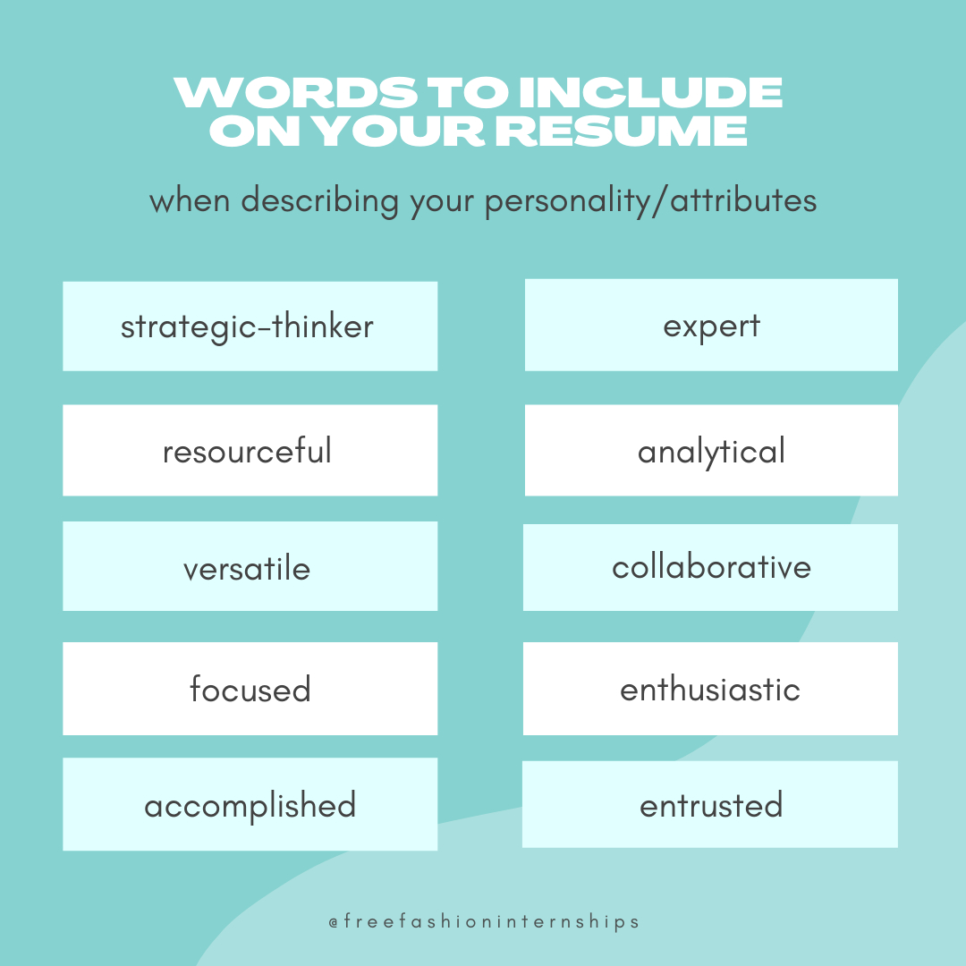 fashionintern's tweet photo. Switch up those common resume words and try using one of these when you're describing your personality or attributes! 👆 .
.
.
.
.
.
#resumewords #resumehelp #resumetips #resumes #resumeguide⠀⠀⠀⠀
⠀⠀⠀⠀⠀⠀⠀⠀⠀ https://t.co/nyKoqp5ctY