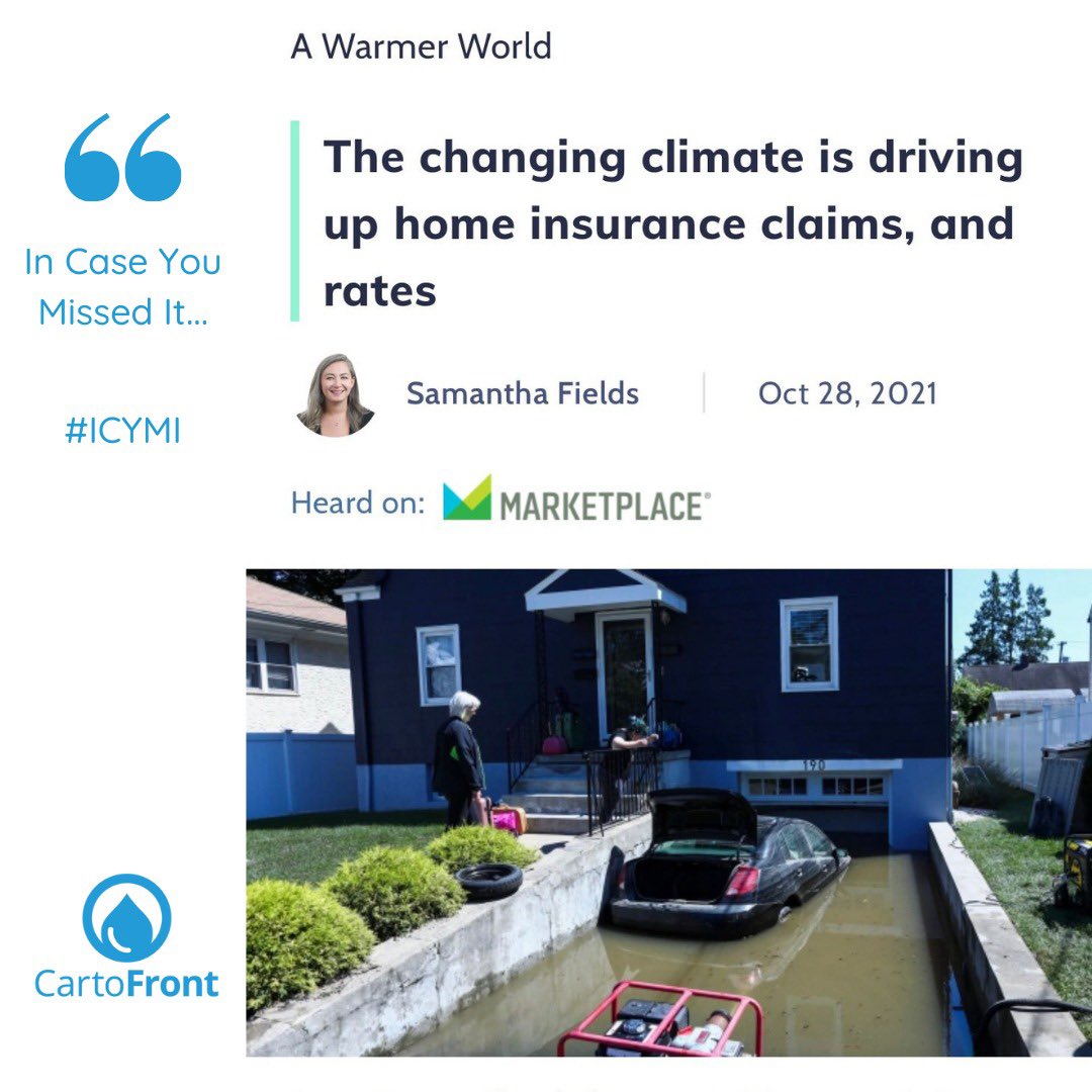 Did you know that in 2020, almost 40% of all insurance claims were for weather related damage? Take a listen or read more about it here on the <a href="/Marketplace/">Marketplace</a> Business News
[bit.ly/TheChangingCli…] 

•
•
•
#CartoFront #FloodEducation #FloodRisk #FloodInsurance #FloodPolicy