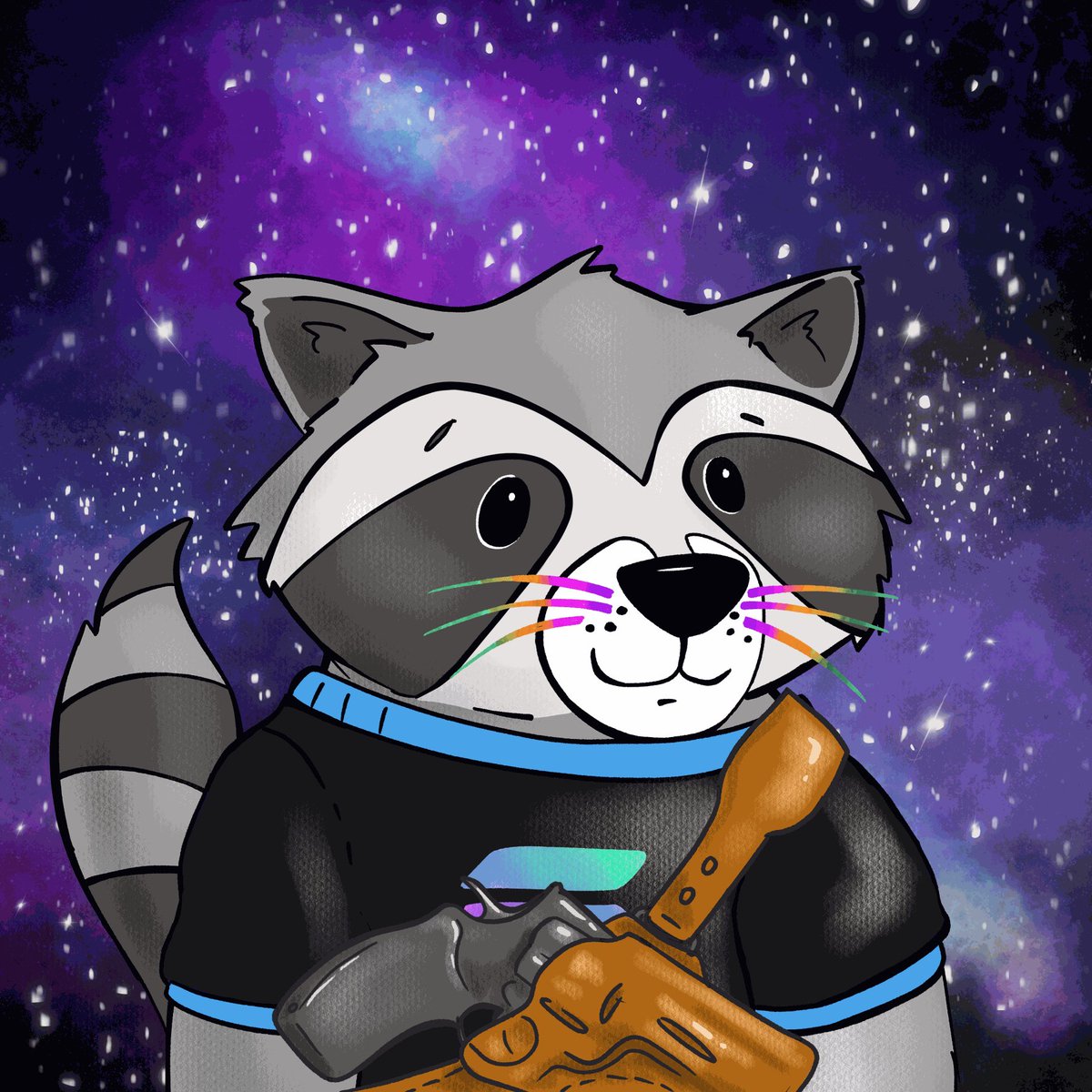 Galaxy background, Solana Shirt, Pistol 💎🦝 I love my raccoon