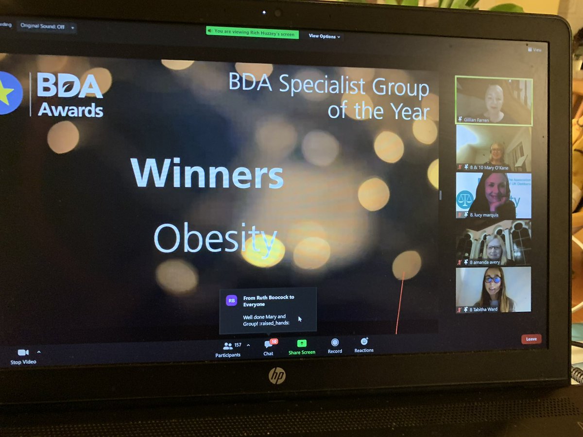 BDA_Obesity's tweet image. Wow. Excited and honoured to be recognized as @BDA_Dietitians specialist group of the year. Thank you to our hard working committee members for making this possible
