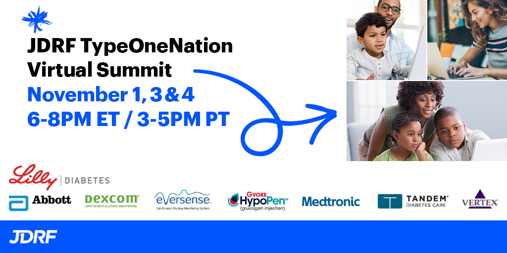 There's still time to join us for the final evening of our Fall Virtual TypeOneNation Summit--happening now until 8pm! Register here: ow.ly/zwba50GGyPn