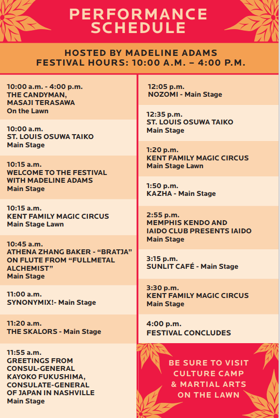 MemphisJF's tweet photo. ONLY 2 MORE DAYS UNTIL THE MEMPHIS JAPAN FESTIVAL'S RETURN ON NOVEMBER 7TH! 
Check out the map and schedule! https://t.co/8igkx6oZ7p