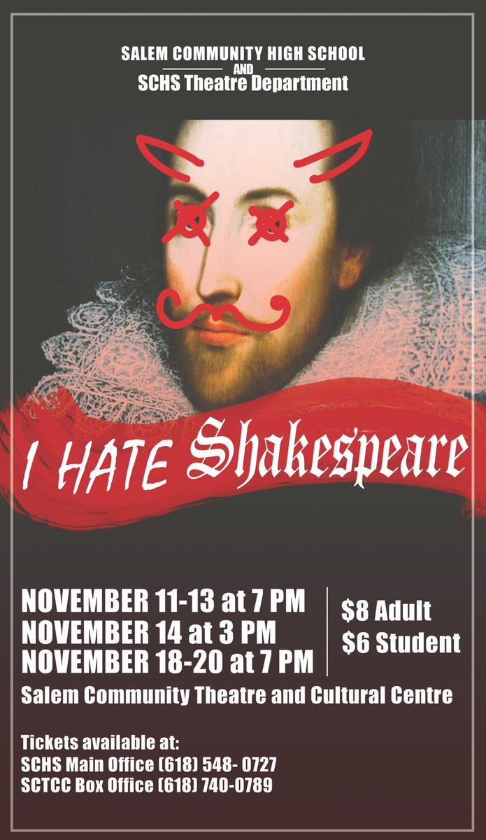 I Hate Shakespeare opens next week on Thursday at 7PM! You are not gonna wanna miss this! It’s going to be a hoot! #Salemwildcatpride #FallPlay