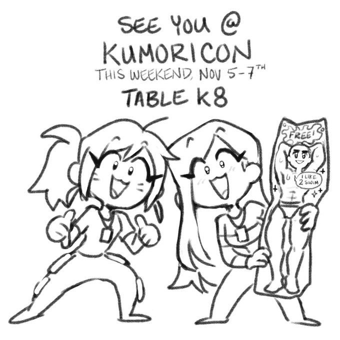 If anybody is going to Portland OR this weekend you can find me and my bestie at Kumoricon, we're stationed in the artist alley, table K8!!  It's our first con in a long while and I don't have any more planned rn but we look forward to seeing some new and familiar faces again :] 