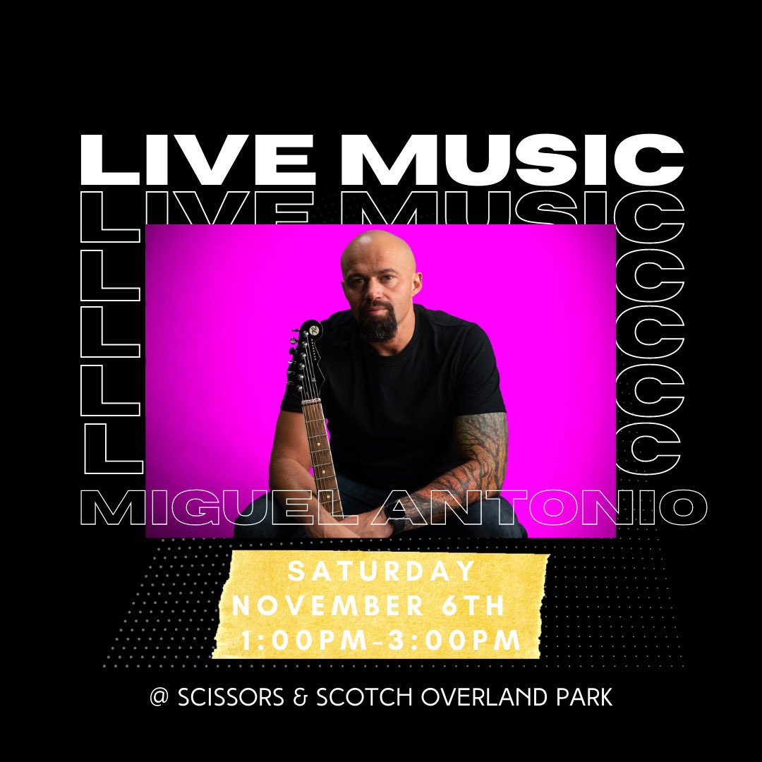 Runwithitband's tweet photo. I have a Saturday afternoon show down in Overland Park.  
Check it out @ Scissors and scotch.  
•
#kcevents #eventskc https://t.co/RPUqvUKyvr
