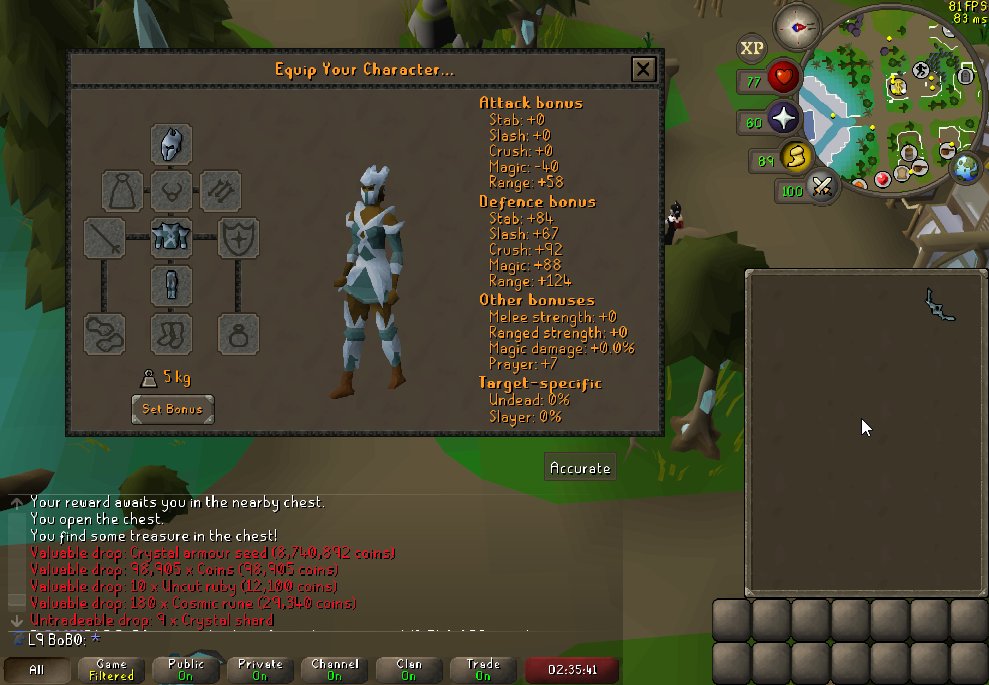 Full armour set and bofa on the gim (114kc)