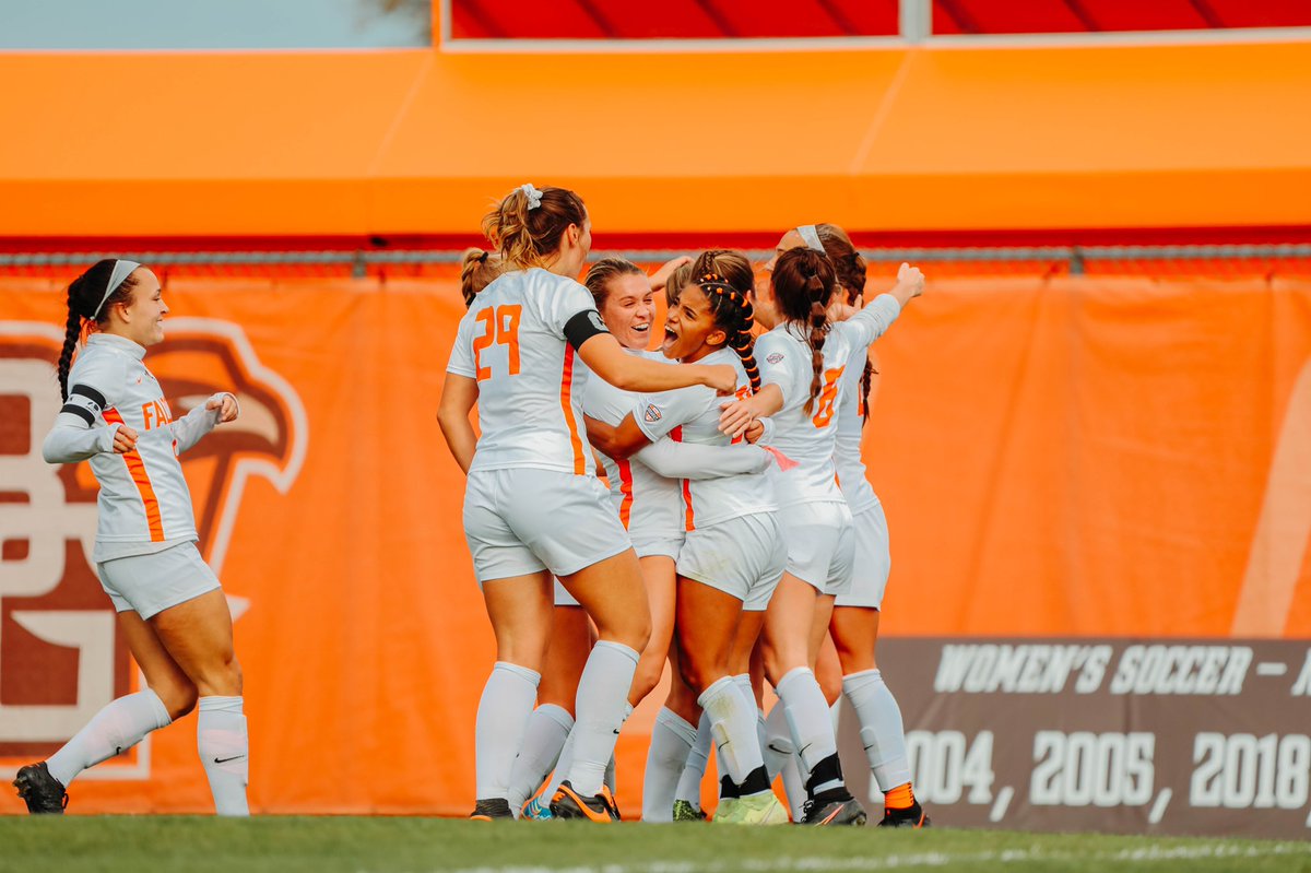 BGSU_WSoccer's tweet photo. FALCONS ADVANCE! 
We will play in the championship match this Sunday at 1pm. 
See you at Cochrane! https://t.co/g6xW5Ag2Z5