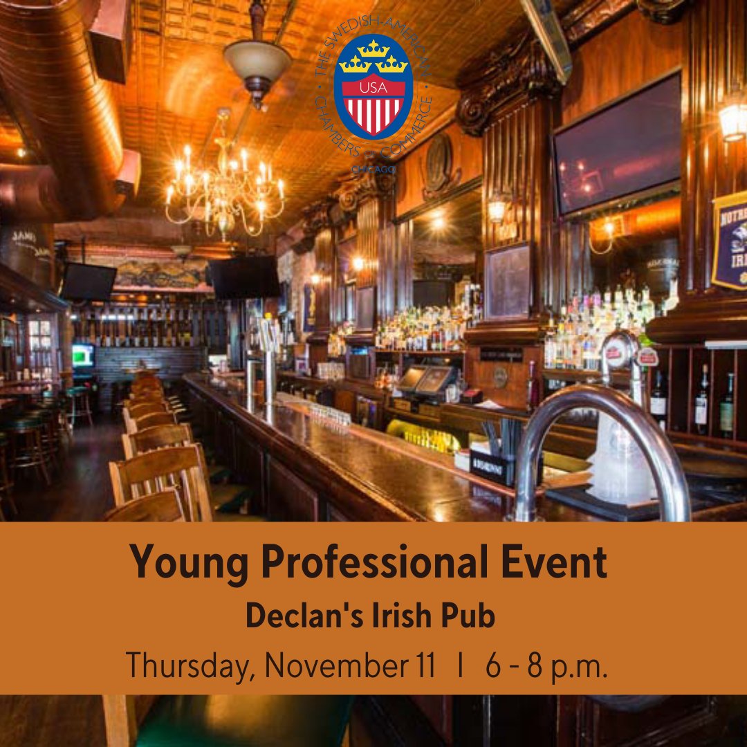 SACCChicago's tweet photo. SACC Chicago would like to invite its Young Professional to an event on Thursday November 11.
This time we will meet at Declan´s Irish Pub at 6 pm.

The address is 1240 N Wells St, Chicago, IL 60610

Please RSVP by email to sacc@sacc-chicago.org by November 9.  

See you there! https://t.co/z2cSxUX5cE