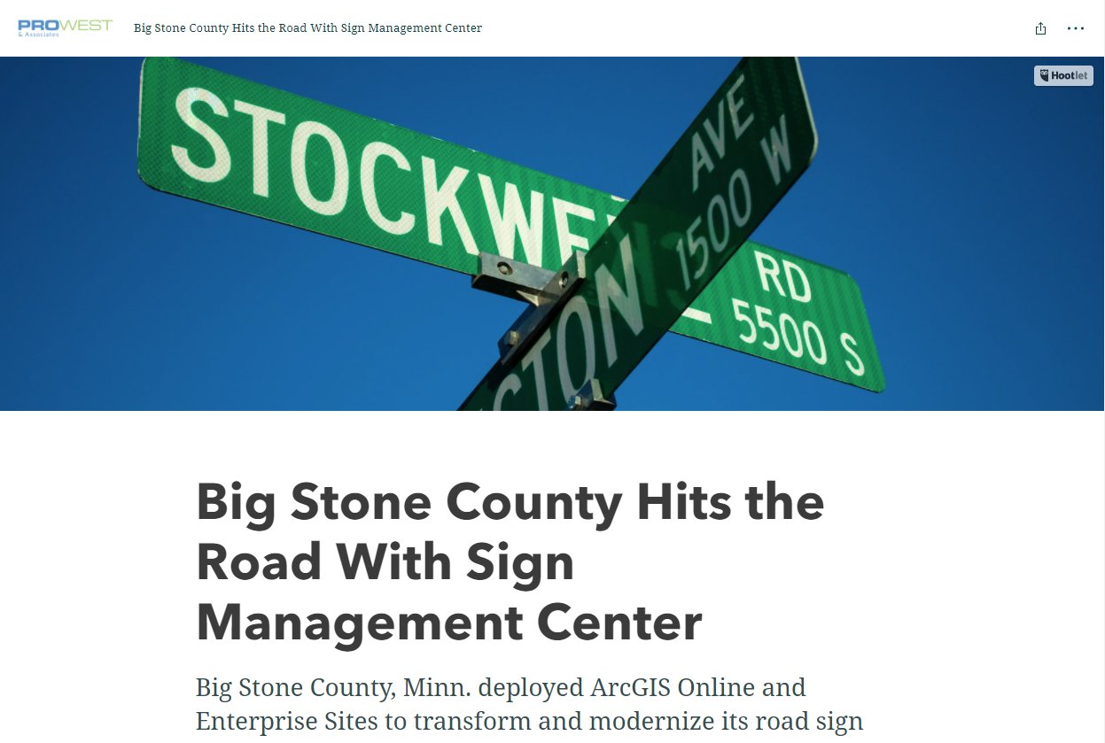 Big Stone County Gis Adam Carnow On Twitter: "Big Stone Co., Mn Deployed #Arcgis Online &  Enterprise Sites To Transform & Modernize Its Road #Sign Management Process  Https://T.co/Vzpcshj6Yf #Gis #Esri #Prowest #Publicworks #Apwa #Naco #Icma  #Govtech #
