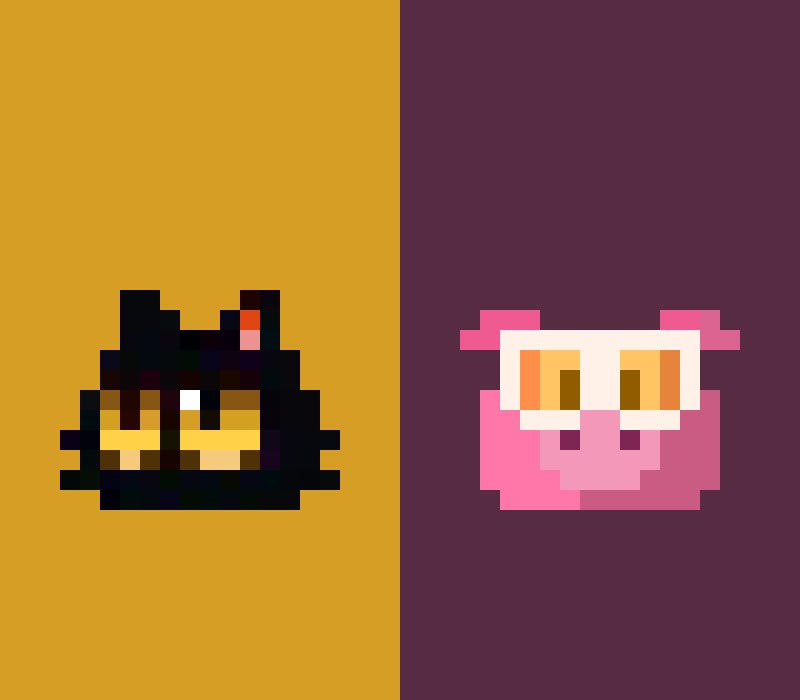 OuzzGame's tweet photo. CodyCat and DJ Pink #pixelart #aseprite #pusho #gamedev #indiegame https://t.co/qtud6x8sbS