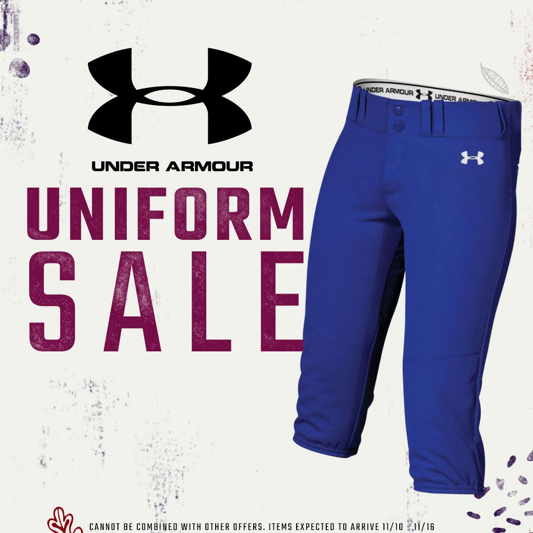 Softball_com's tweet photo. *LAST CHANCE*
Hit the field with style and save up to 70% on select Under Armour jerseys and pants.  Free shipping on all orders.  Items expected to be shipped 11/17 – 11/23. Cannot be combined with any other offers.

https://t.co/WFD7E3AI6F https://t.co/9nVofiqrEZ