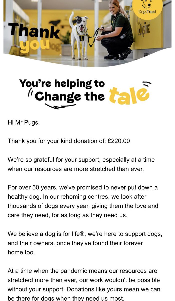 BoredPugs's tweet photo. We want to say a big thank you to all supporters and Bored Pug NFT holders as we hit our 2nd roadmap goal and first donation! We donated £220 ($300) to DogsTrust to help our fellow dogs and sponsored 2 disabled pugs for a year 🐶 We appreciate you all!💙

https://t.co/M6svXUp8Mr https://t.co/0vmAwxk8Uv