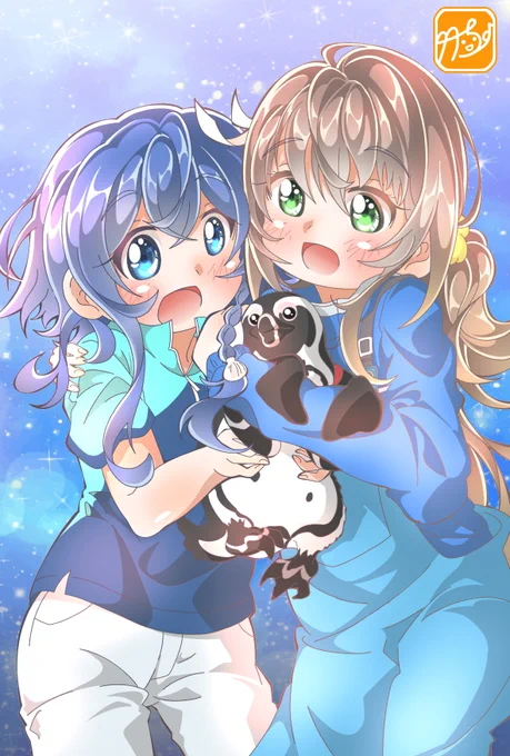 『白い砂のアクアトープ🐧』第18話お疲れ様でした♪朱里ちゃんの心に海の生き物達への情熱が灯った瞬間拍手を送りました! 風花ちゃんにペンギンコスを褒められて照れるしずくんがキュート💞『TARITARI』の来夏ちゃんも被ってた黄色いイルカ🐬が紛れてましたね(笑) #白い砂のアクアトープ 
