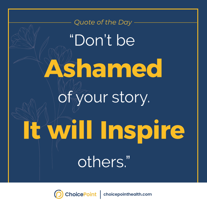 ChoicepointH's tweet photo. "Don't Be Ashamed of Your Story, It Will Inspire Others".

https://t.co/JZlUwdVDwu

#mentalhealth #addictionrecovery #addictiontreatment #soberlife #telehealth #rehabtherapy #healthcare #opioidepidemic #choicepointhealth #roadtorecovery #fairlawnnj #newjersey #treatmentcenter https://t.co/R64fP5DtHr