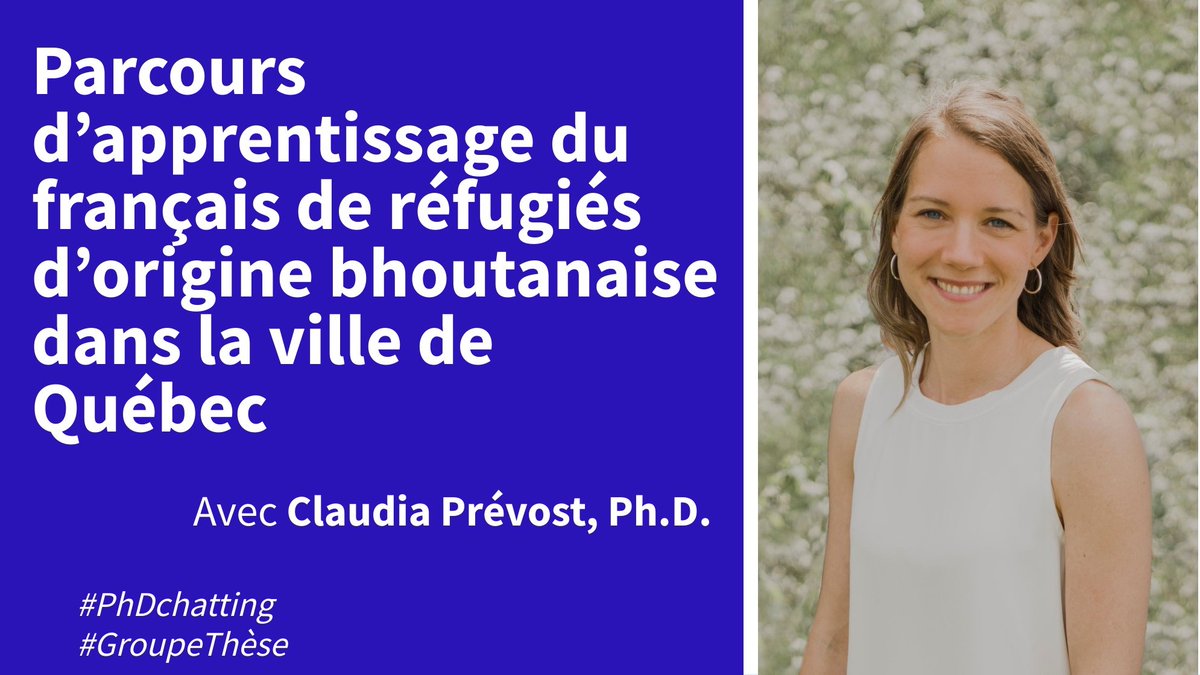PhDchatting's tweet photo. Claudia Prévost, détentrice d’un doctorat en ethnologie et patrimoine de l'Université Laval, nous parle des parcours d'apprentissage de réfugiés d'origine bhoutanaise dans la ville de Québec @prevost_1  #PhDchatting #GroupeThèse #ImmigrationQC 📽️https://t.co/Pv0Yzq2Xa2 https://t.co/D2KuaP82yI