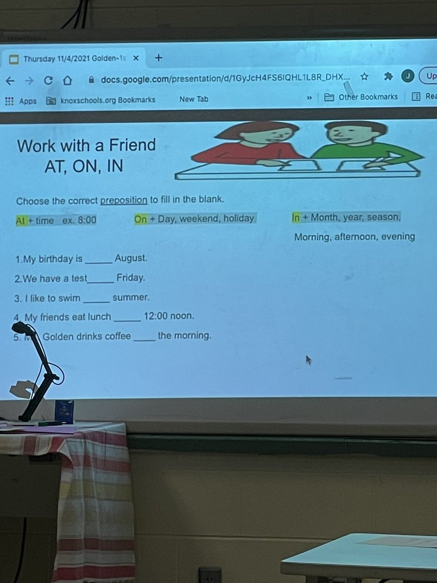 Ms. Golden’s students are all recent arrivals and were very engaged learning the prepositions on, in, and at and when to use them correctly. <a href="/KCS_ELL/">English Language Learners of KCS</a> <a href="/VineMSKnox/">Vine Middle Magnet</a>