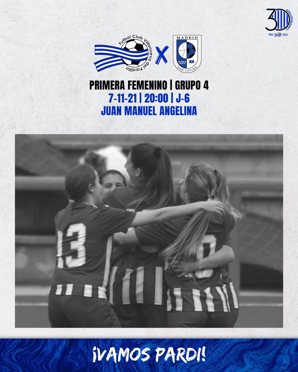 FCVPAR's tweet photo. FEMENINO 🔵⚪️ PARTIDO

Primer partido en casa de nuestro equipo femenino. ¡Os esperamos!👏🏻💙

🏆 Primera Fem. / Grupo 4
📌 Jornada 6
🆚 @madridsurlatina 
🏟️ Juan Manuel Angelina
🕐 20:00 h. ⠀
🗓️ 7/11/21

 #ViveLaPARDIMANIA ⚽️💙 https://t.co/Ht28j2Anw0