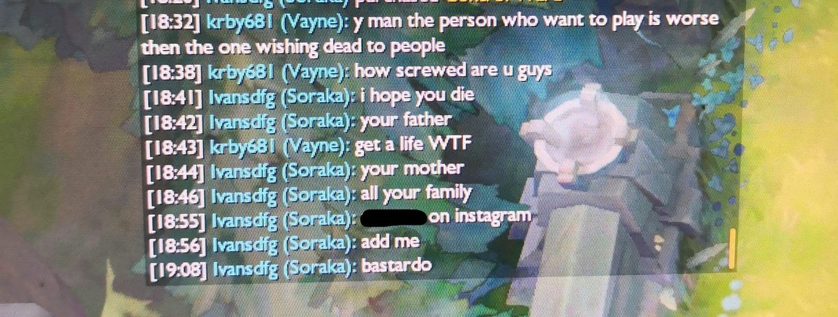 League Community at its best, just hoping that guy gets banned this is really disgusting 
<a href="/RiotSupportDACH/">Riot Games Support DACH</a>
   TY<3         

ps: yes i reported him ingame but i guess i was the only one due to the fact that everyone igonored what he wrote
