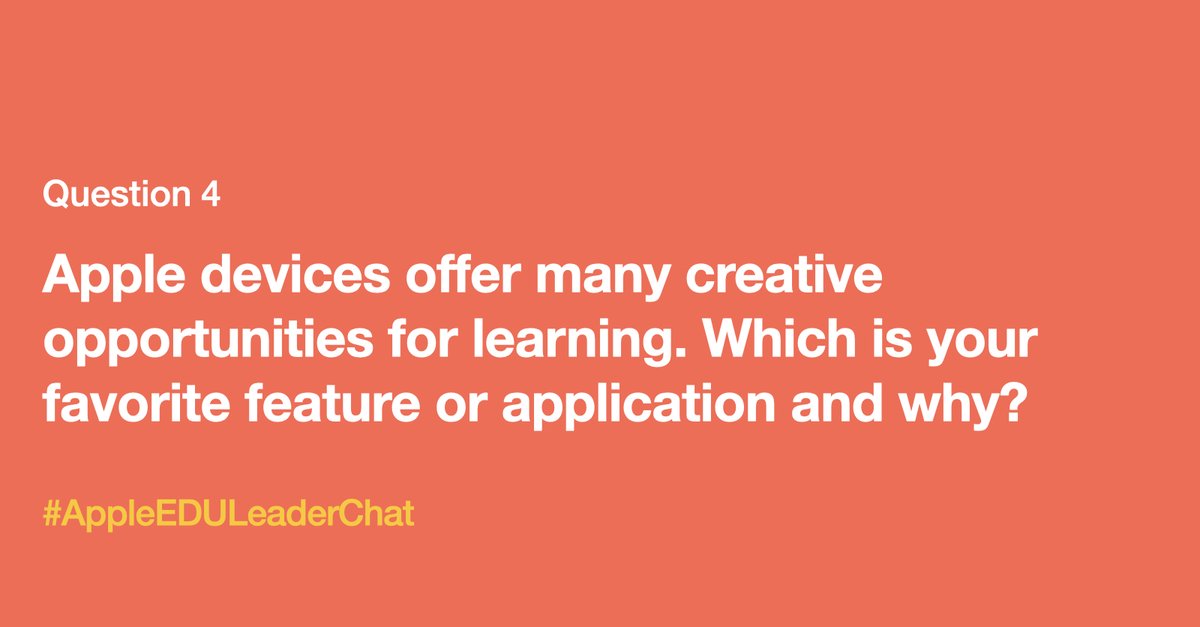 its_morgancave's tweet photo. Q4: Apple devices offer many creative opportunities for learning. Which is your favorite feature or application and why? #AppleEDULeaderChat https://t.co/BgpWgKCCdd