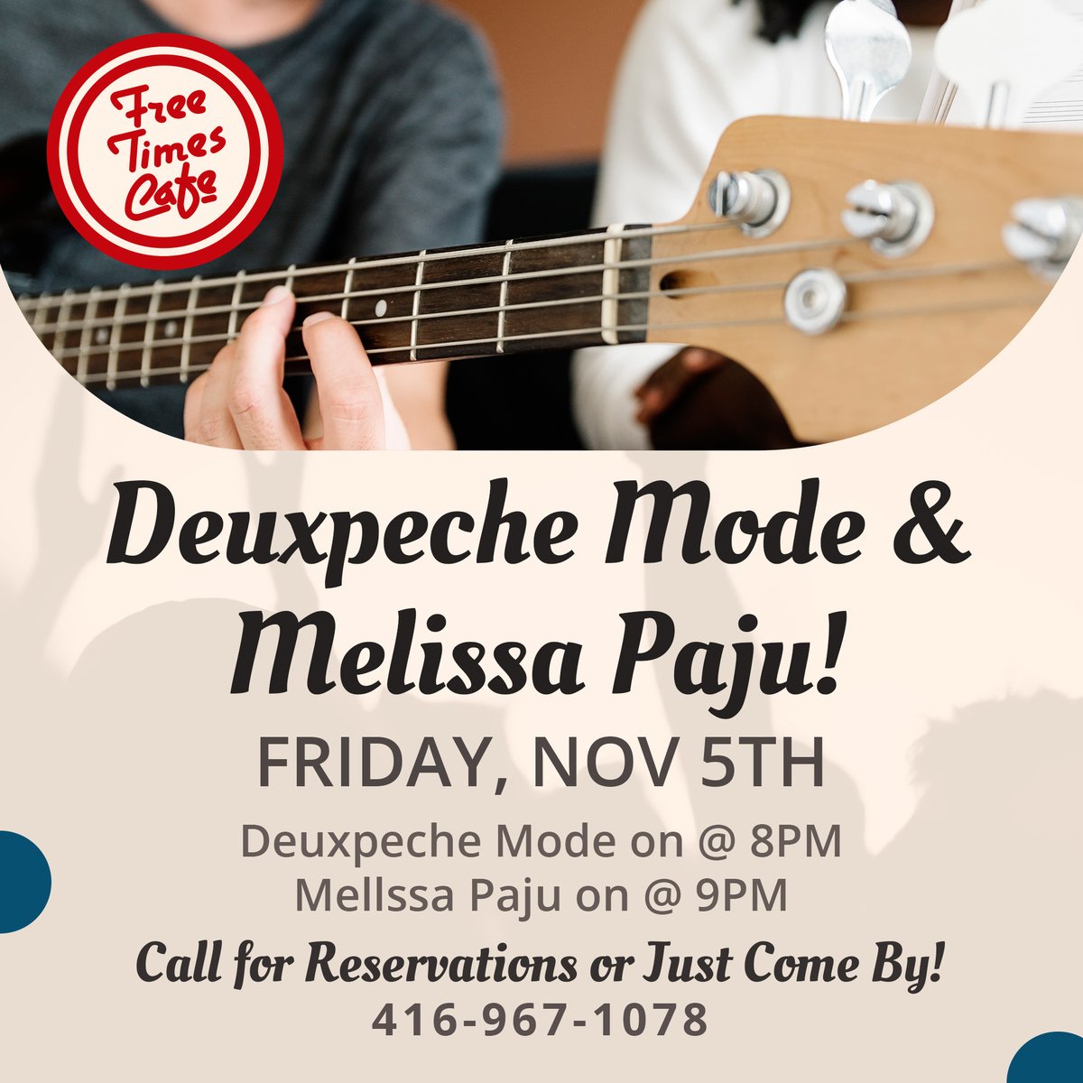 FreeTimesCafe's tweet image. Join us TOMORROW NIGHT with fantastic performances by the talented @DeuxpecheMode and Melissa Paju! Deuxpeche Mode starting at 8PM and Melissa Paju at 9PM! Bring yourself, bring a friend, get a drink &amp;amp; some warm homemade food in your belly, and enjoy some local Toronto talent!
