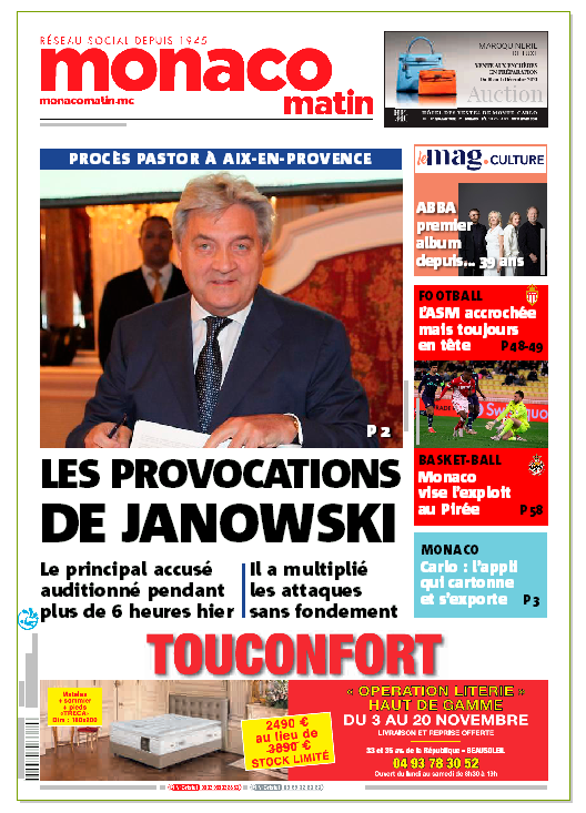Monaco_Matin's tweet photo. La une de Monaco-Matin du vendredi 5 novembre 2021. https://t.co/16vEToYjly