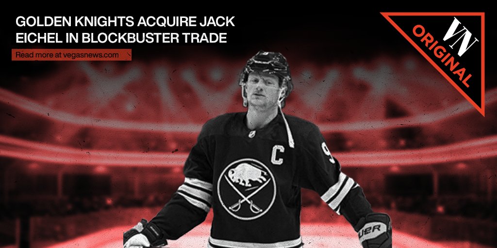 VegasNews's tweet photo. As part of the deal, original #GoldenKnights player Alex Tuch is being exchanged to Buffalo for Jack Eichel. You can read more about the trade details with the following link: https://t.co/3Yf8WcxFma https://t.co/xloktGpEwB