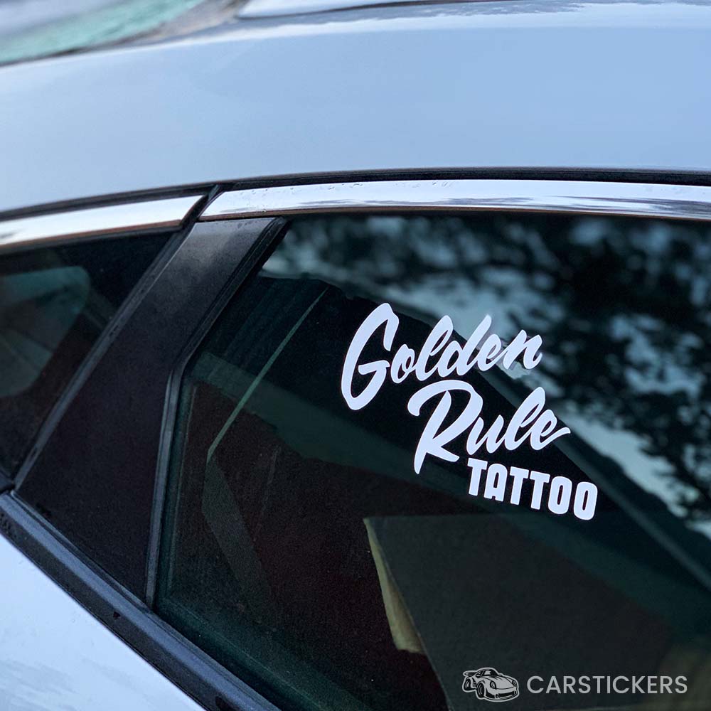 CarStickersInc's tweet image. We love these logo transfer stickers that Golden Rule Tattoo ordered recently!! Order your logo as a transfer stickers online today!! #goldenruletattoo #transferstickers #logodesign #logostickers #tattooshopstickers