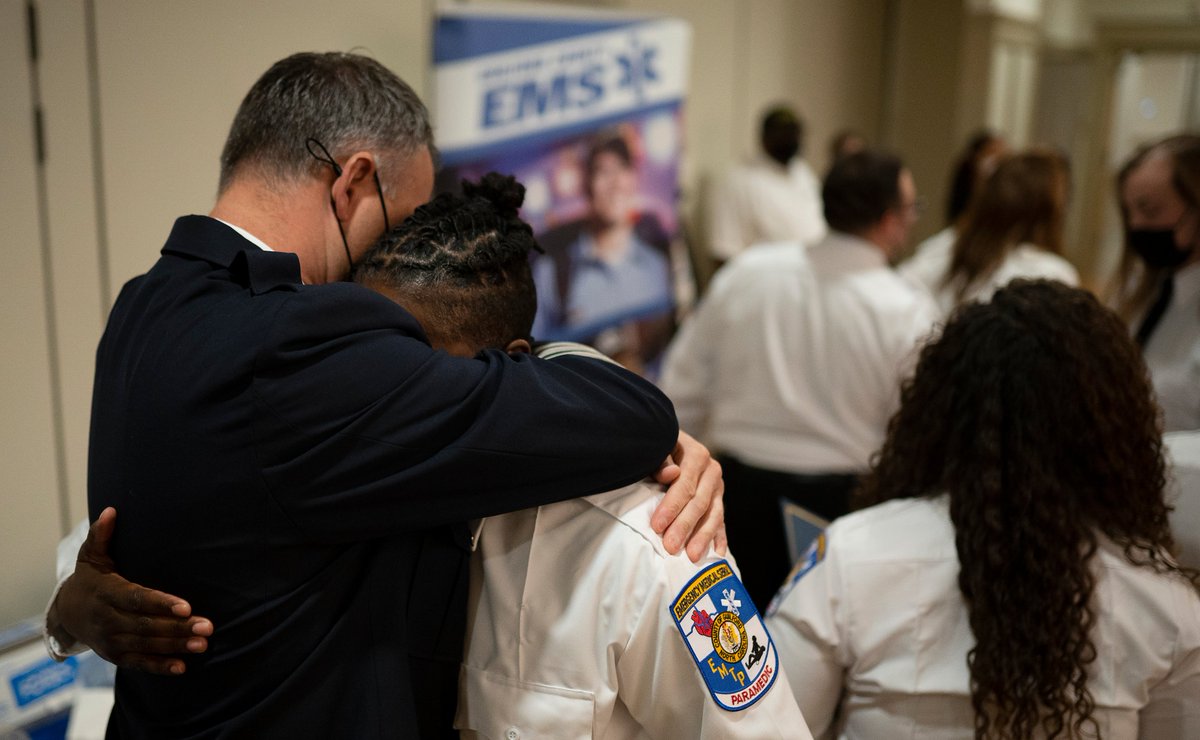 GuilfordEMS's tweet photo. 728 hours in the classroom.
182 hours in the hospital.
280 hours on the ambulance.
1,825 ambulance calls.
51 collective CPR saves.    

9 new Paramedics.

We. Don’t. Quit.

Congrats everyone! https://t.co/80m2hpSoGX