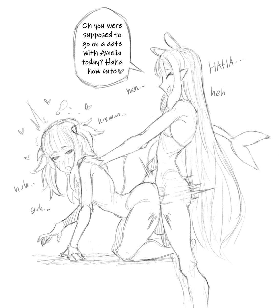 MakinaKid's tweet photo. Gura was supposed to go on a date with Ame... But Ina was horny... https://t.co/6wnkyMy0Ll