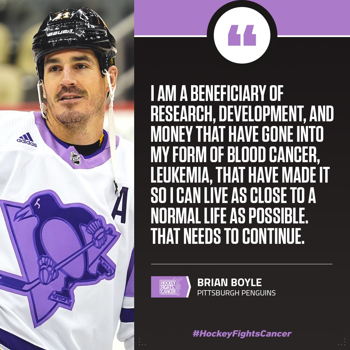 The Penguins took part in 'Hockey Fights Cancer' night last night