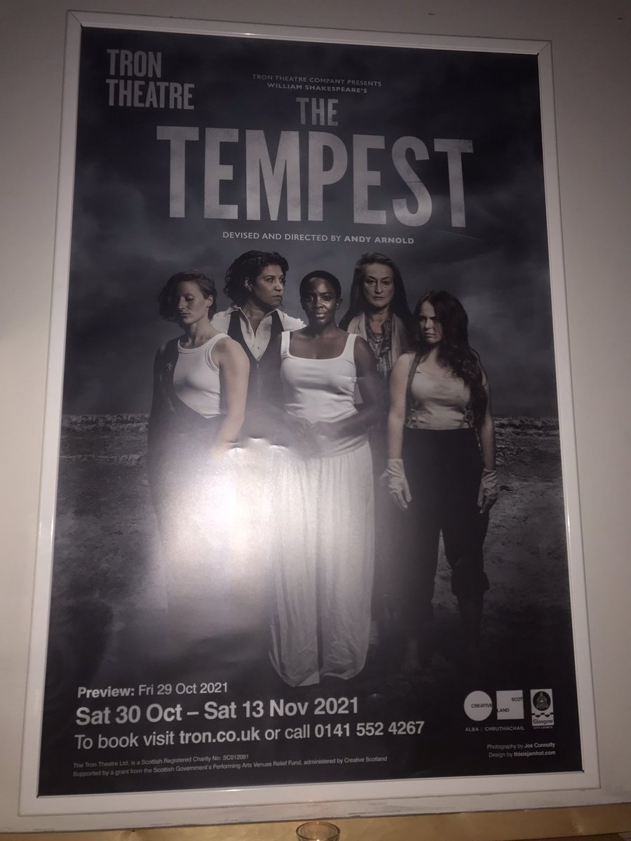 juliakarenabel's tweet photo. So good to be back @TronTheatre brilliant performance of #shakespears #thetempest all female cast. 👏 can’t beat live theatre 🎭 @IScreativecomm https://t.co/k4U2BAIL2G