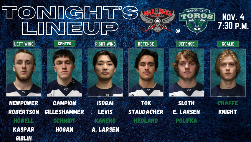 One hour until puckdrop. Andy Larsen makes his season debut and Hedland and Polifka get their first starts of the season.