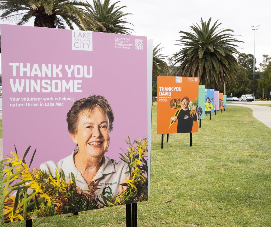 lakemac's tweet photo. It's the final weekend to check out the Humble Heroes display at Warners Bay Esplanade. The uplifting campaign celebrates locals who are making a positive difference in our community and shares their stories. https://t.co/1mKLNx2i7m #humbleheroes #letslakemac @GoodThanksMedia https://t.co/MUXMnfXP5c