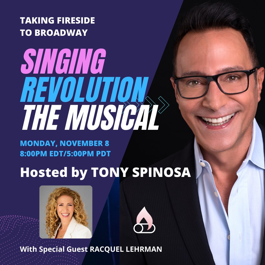 #TUNEIN to an upcoming show live on #Fireside: 🎵 Singing Revolution: The Musical Ep 2! Hosted by Tony Spinosa with Special Guest, Producer Racquel Lehrman on Nov 8 • 5pm PDT/8pm EDT. You can request access to Fireside in the meantime ⬇️
firesidechat.com/tonyspinosa