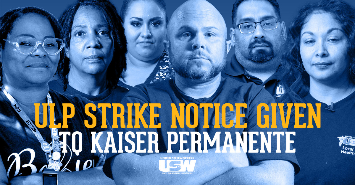 steelworkers's tweet photo. We've officially given notice of our intent to go out on an ULP strike against @AboutKP: https://t.co/aDKNWxNxbS ✊🏾✊🏽✊🏼 #BestJobsBestCare #racialjusticeiswagejustice #healthcareheroes #usw7600 #1u https://t.co/4ns6r684s8