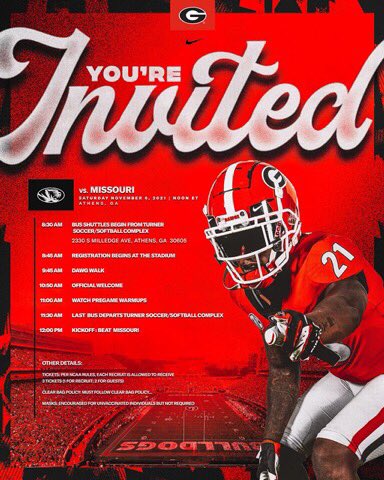 bradley_smith60's tweet photo. I’ll be in Athens this weekend for the @GeorgiaFootball vs @MizzouFootball game. Thank you for the invite! @CoachMattLuke @KirbySmartUGA @DellMcGee https://t.co/iWbRjFM6Hj